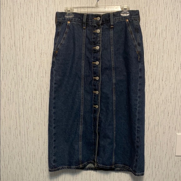 Old Navy Dresses & Skirts - Women's Size 8 Old Navy High-Waisted Jean Midi Skirt Denim Button Down A-Line